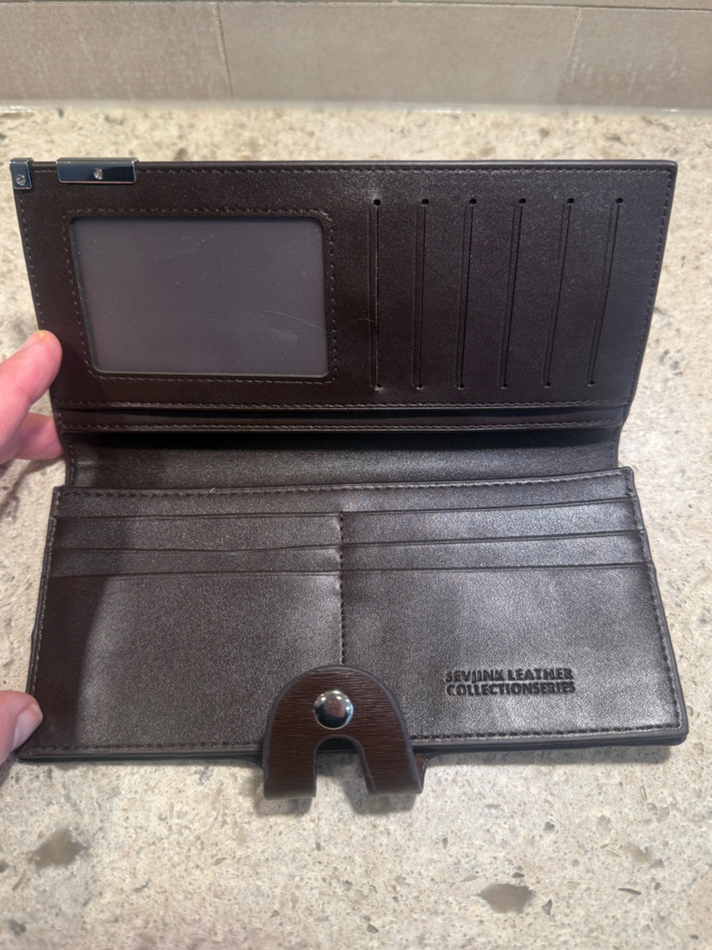 Classic Brown Leather Snap Wallet - Picture 2 of 7